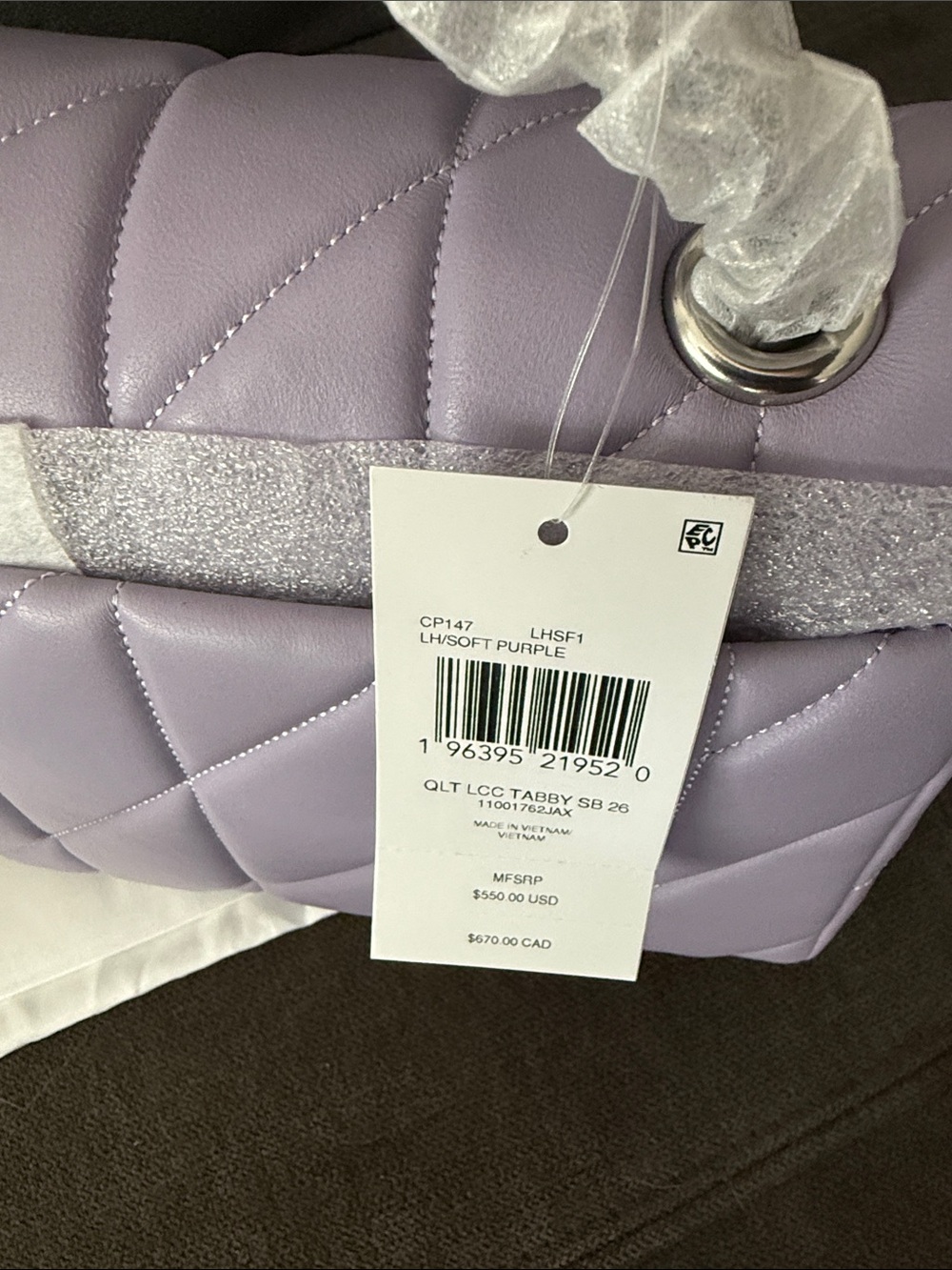Coach Lavender Quilted Tabby 26 Shoulder Bag - Picture 9 of 11